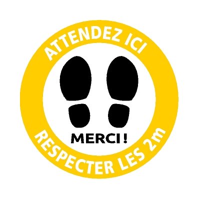 PANNEAU DE PLANCHER - ROND, JAUNE (FRANÇAIS) PANNEAU DE PLANCHER - ROND, JAUNE (FRANÇAIS)